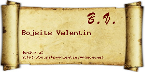 Bojsits Valentin névjegykártya